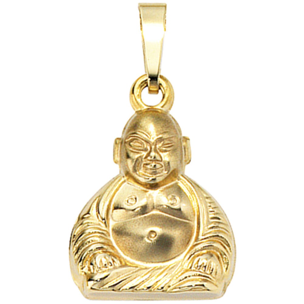 Anhänger Buddha 333 Gelbgold mattiert Goldanhänger