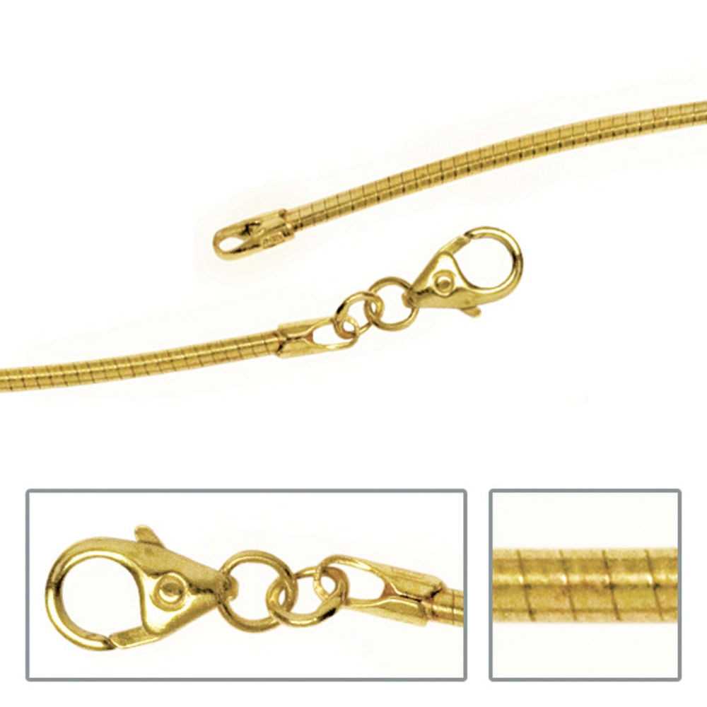 Halsreif 585 Gelbgold 1,5mm 50cm Gold Kette Halskette Goldhalsreif Karabiner