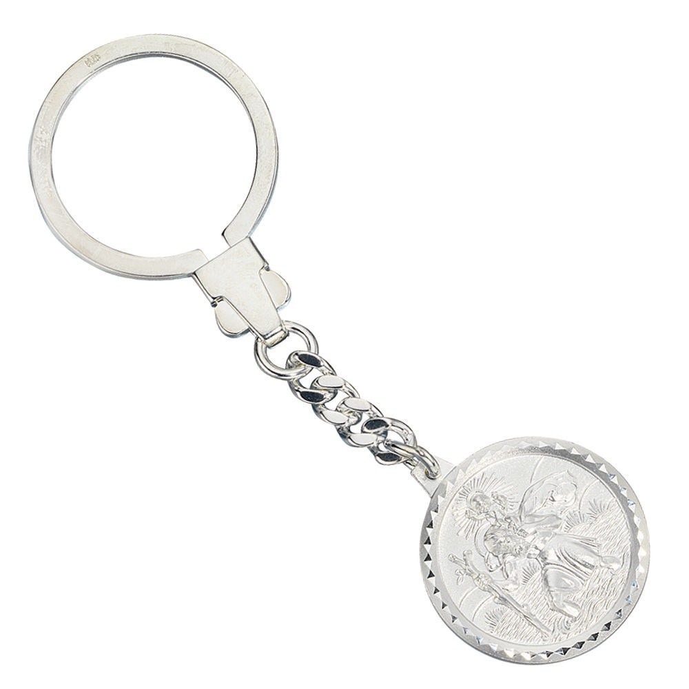 Schlüsselanhänger Schutzpatron Christopherus 925 Sterling Silber mattiert