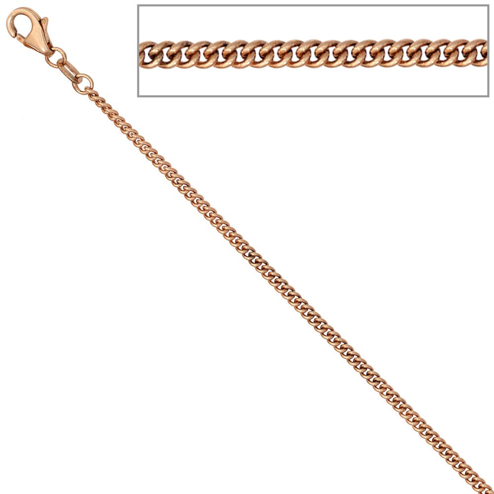 Panzerkette 585 Rotgold 2,0mm 45cm Gold Kette Halskette Rotgoldkette Karabiner