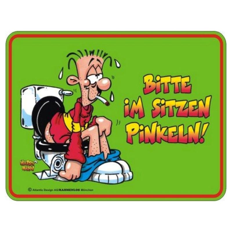 geprägtes Blechschild - Bitte im Sitzen pinkeln