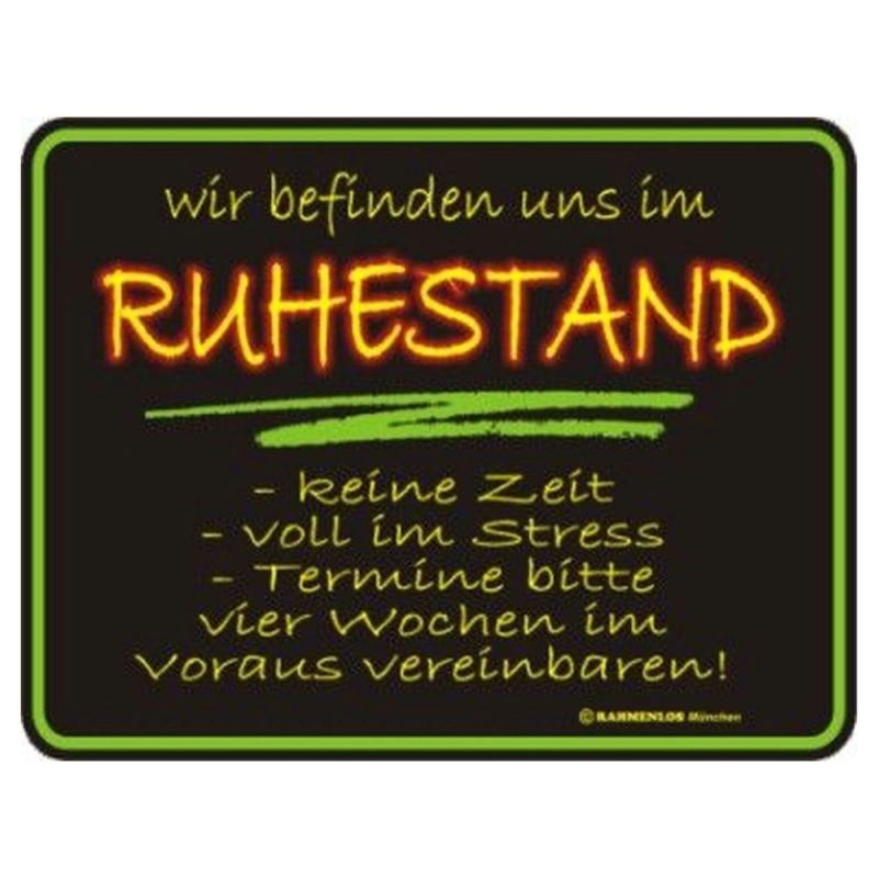 geprägtes Blechschild - Ruhestand