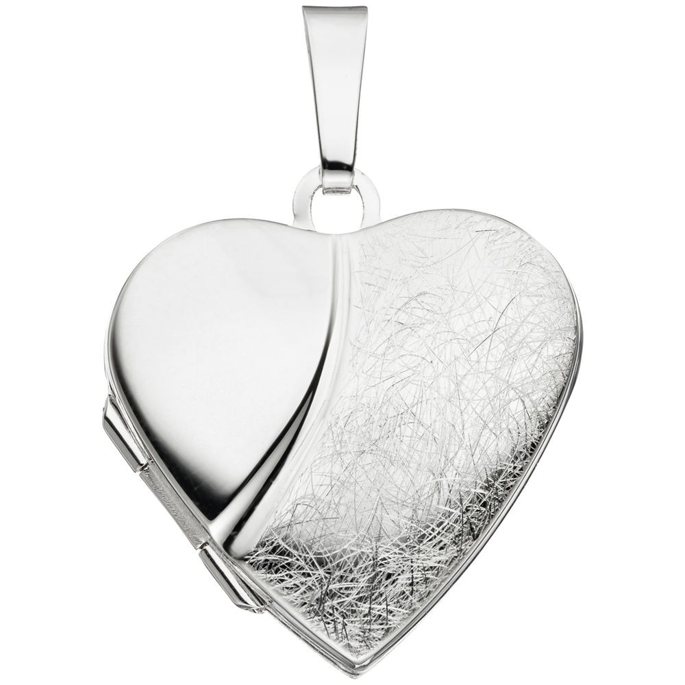 Medaillon Herz 925 Sterling Silber eismatt Anhänger zum Öffnen