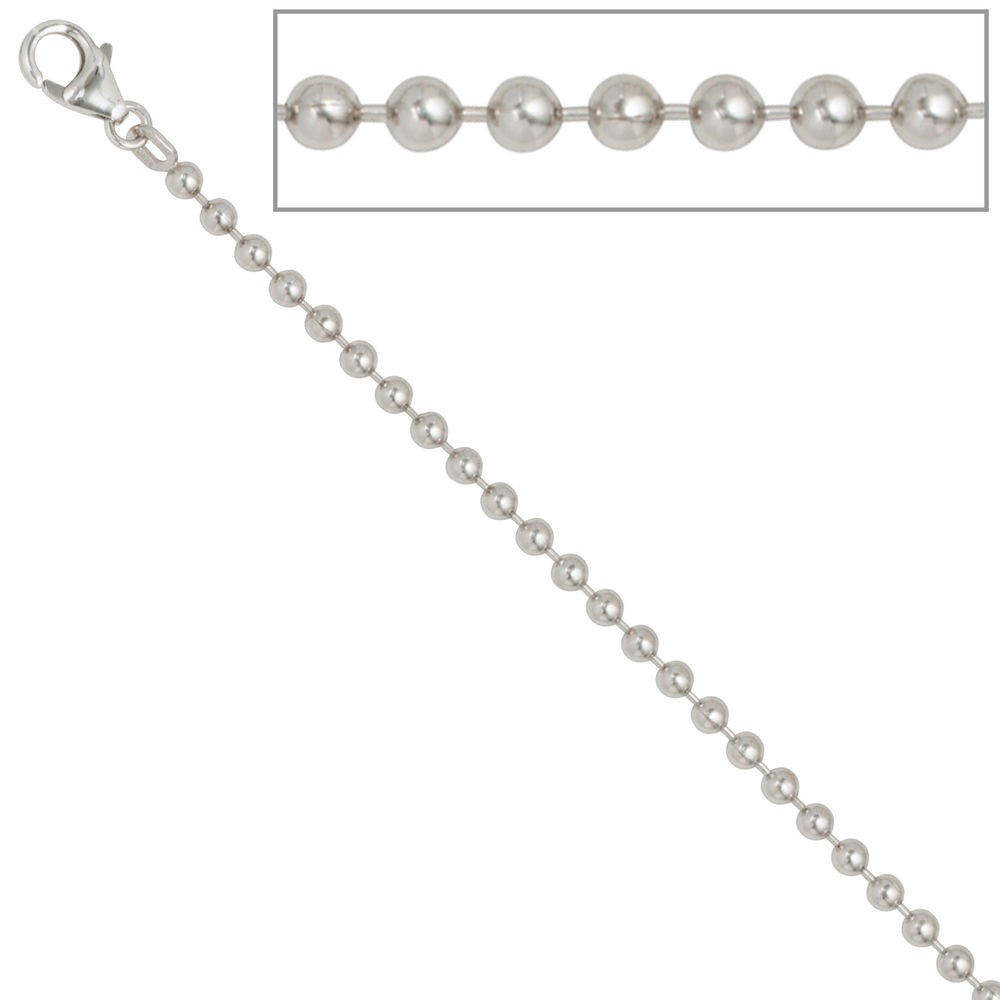 Kugelkette 925 Silber 3,0mm 60cm Halskette Kette Silberkette Karabiner