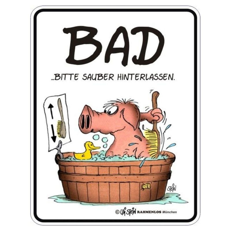 geprägtes Blechschild - Uli Stein - Bad