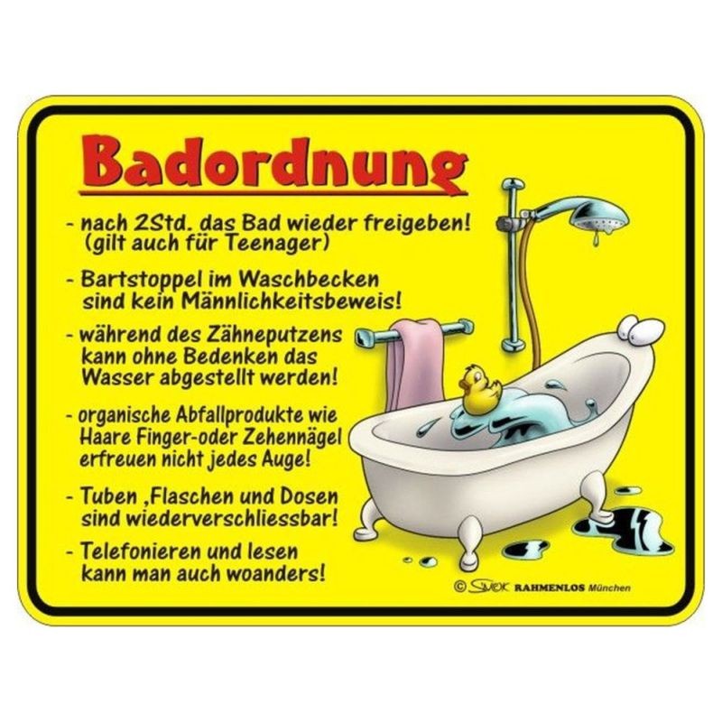 geprägtes Blechschild - Bad Ordnung