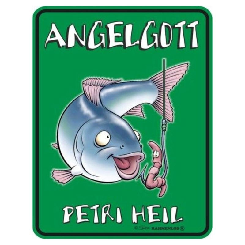 geprägtes Blechschild - Angelgott