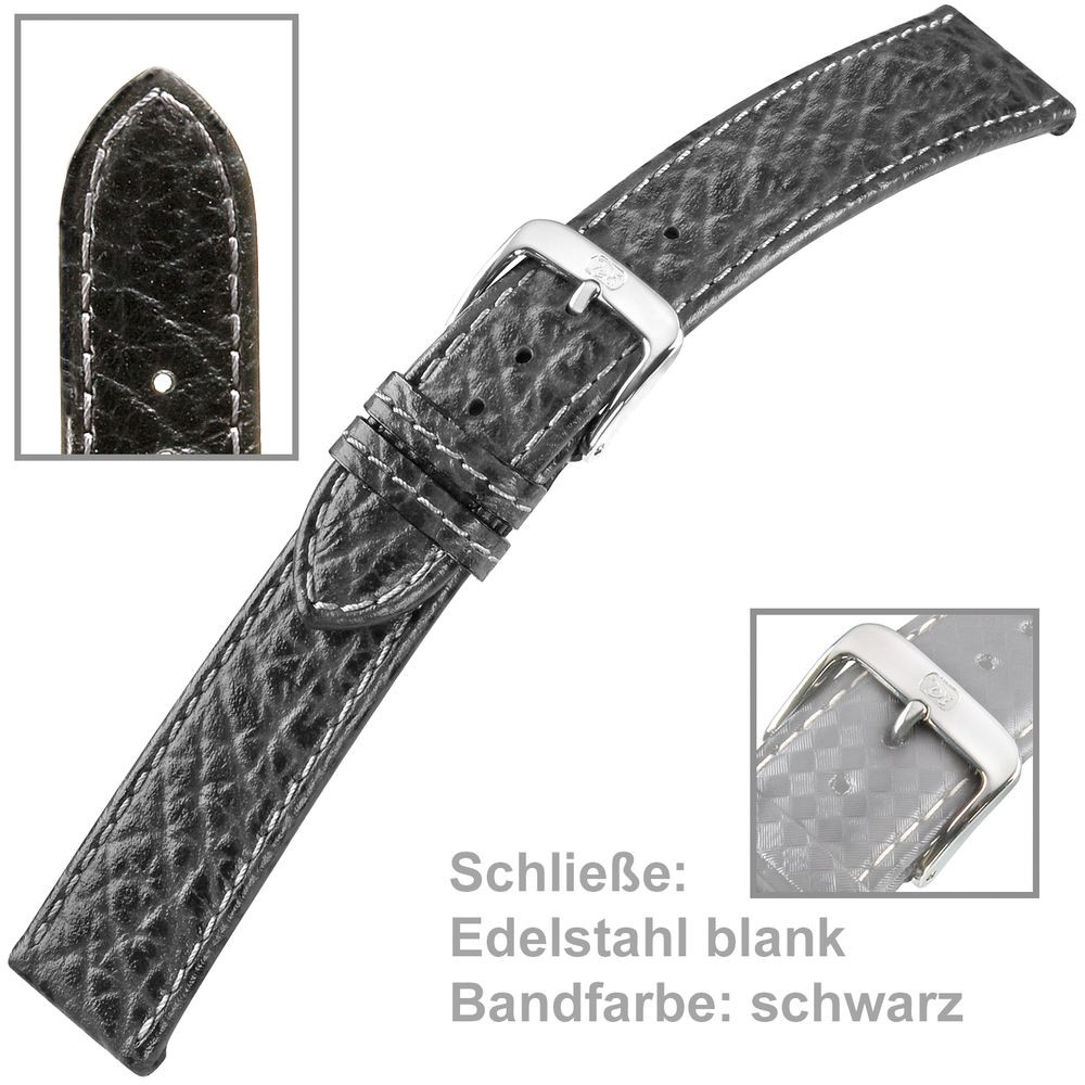 Uhrenarmband Men 18mm sportives Kalbleder schwarz