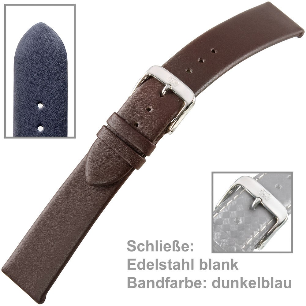 Uhrenarmband Men 20mm feines Kalbleder dunkelblau