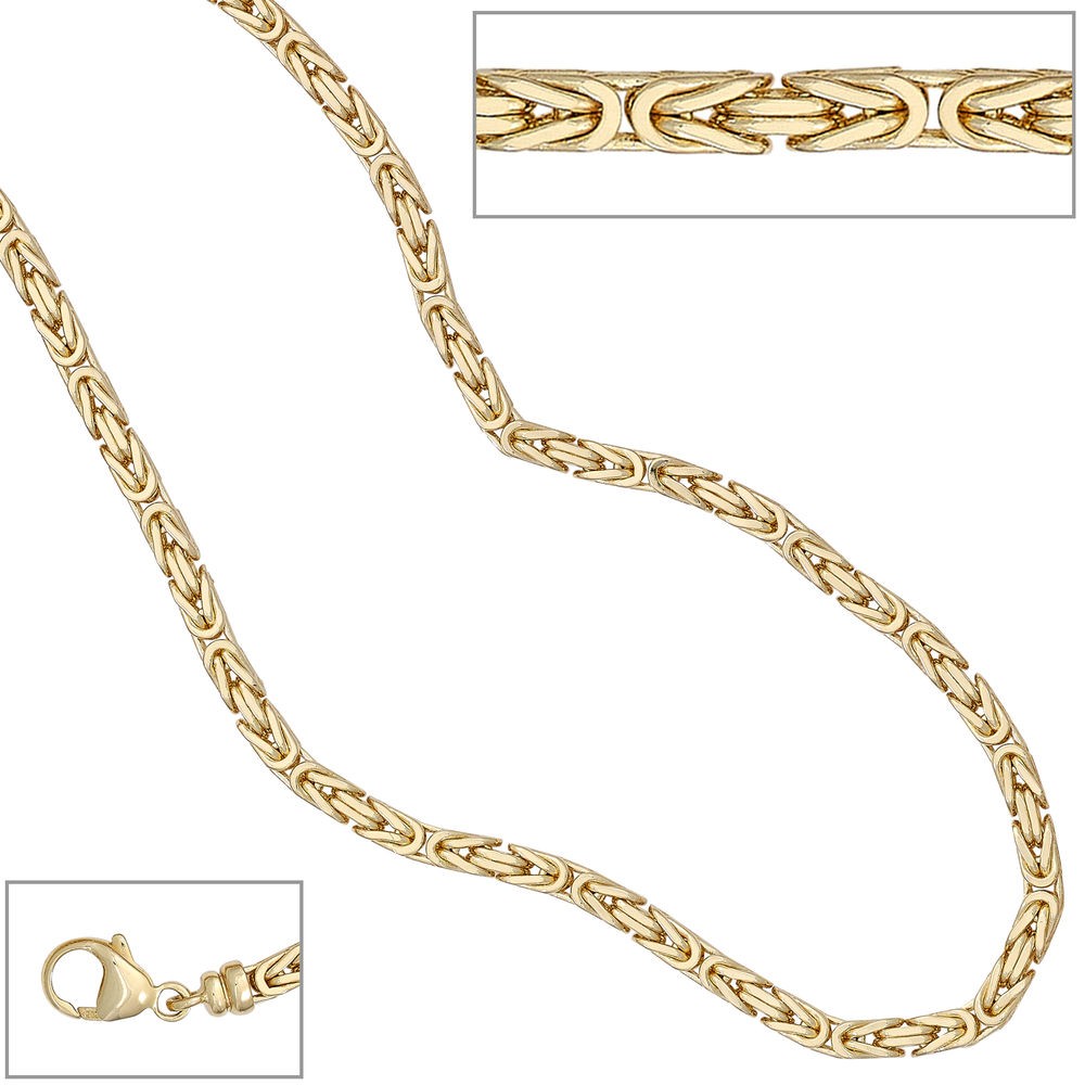 Königskette 585 Gelbgold 3,2mm 80cm Gold Kette Halskette Goldkette Karabiner