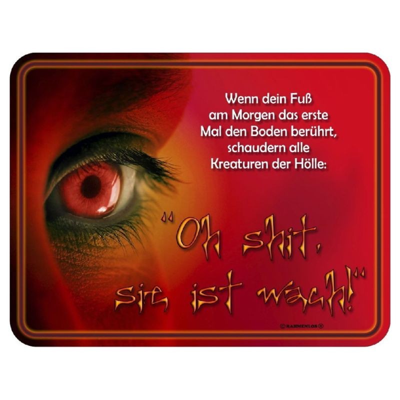 geprägtes Blechschild Oh Shit Sie ist wach