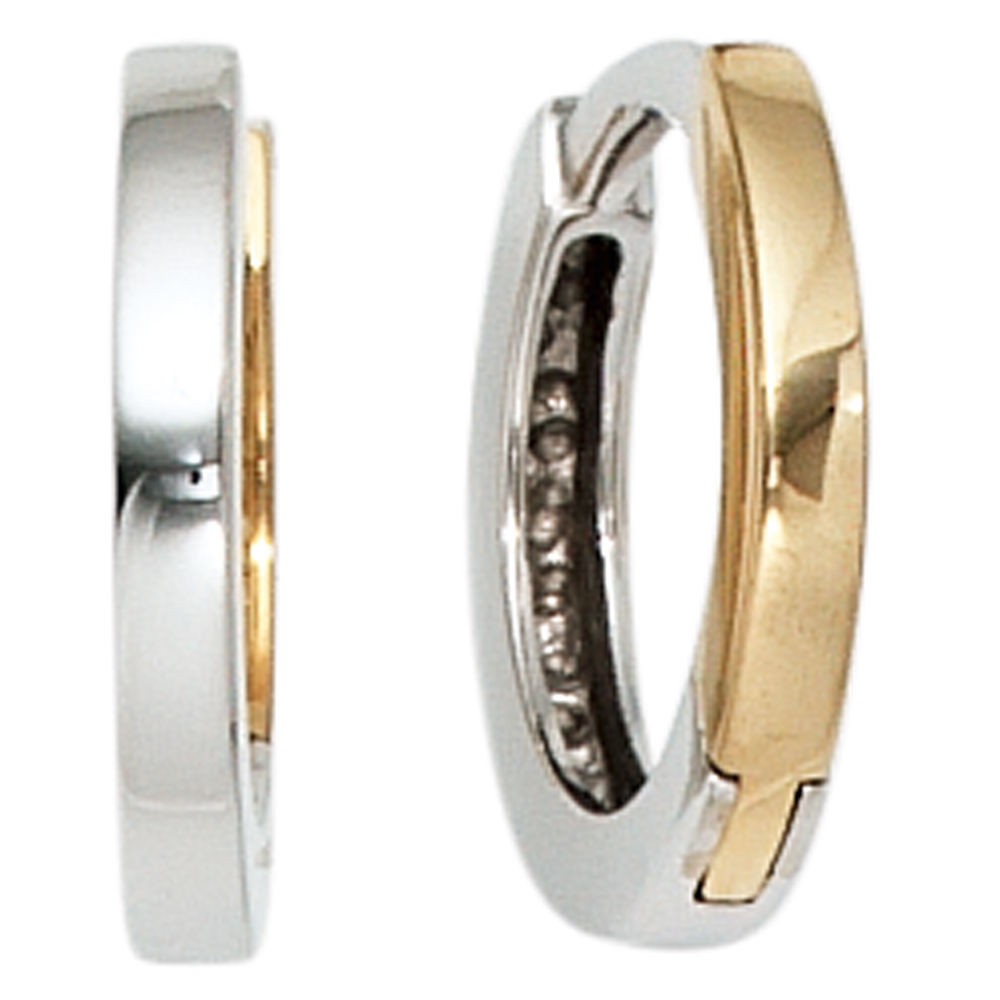 Creolen rund 333 Gelbgold Weißgold bicolor Ohrringe Goldcreolen