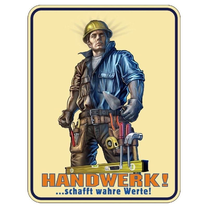 geprägtes Blechschild Handwerk