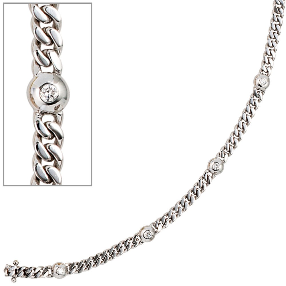 Armband 585 Weißgold 6 Diamanten Brillanten 0,30ct. 19cm Weißgoldarmband