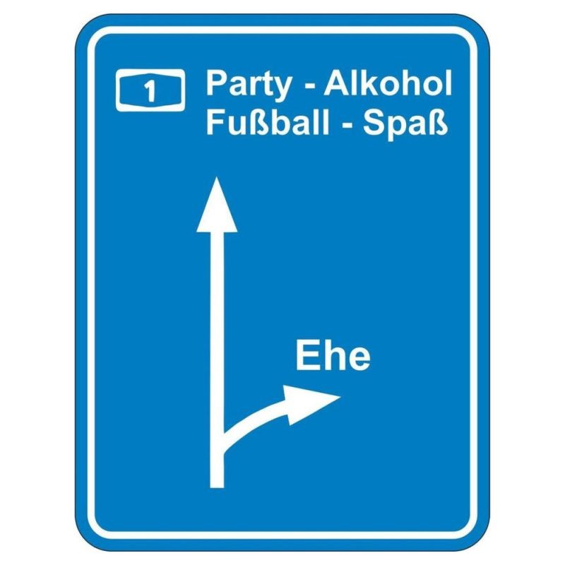 geprägtes Blechschild - Party Alkohol Fußball Spaß Ehe Autobahn