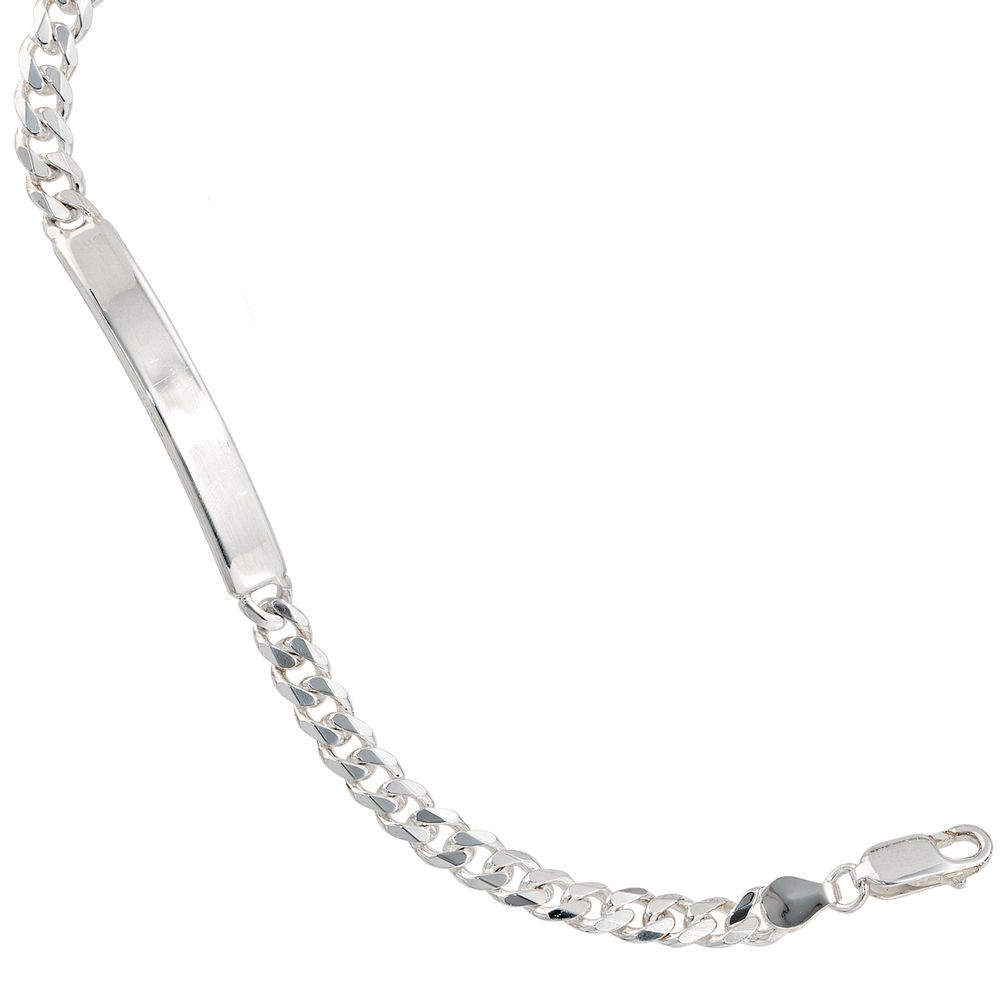Schildband 925 Sterling Silber 19cm Gravur ID Armband Karabiner