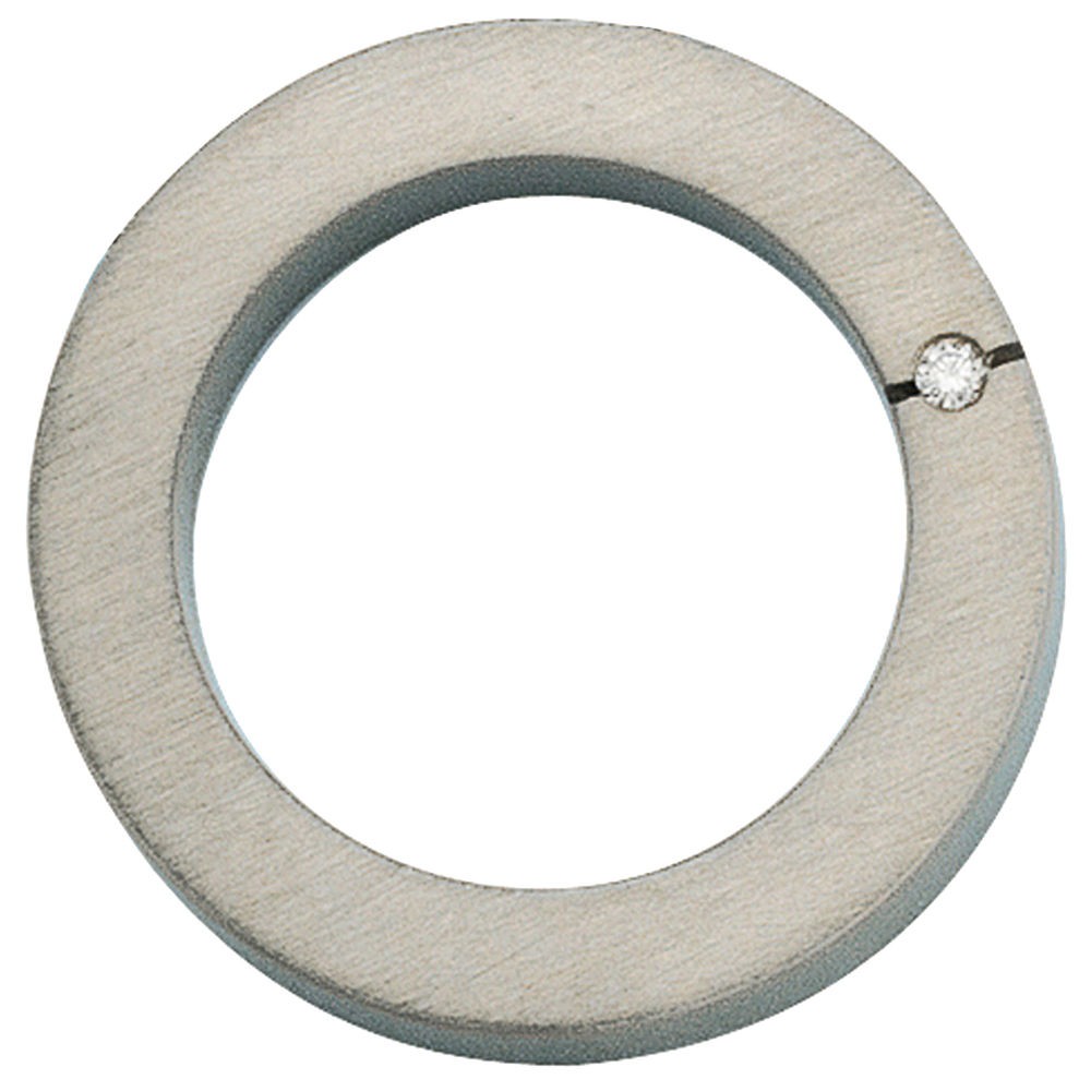 Anhänger rund Titan mattiert 1 Diamant Brillant 0,03ct.