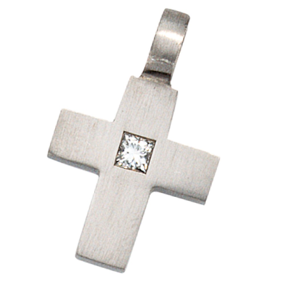 Anhänger Kreuz 950 Platin 1 Diamant 0,06ct. Kreuzanhänger Platinkreuz