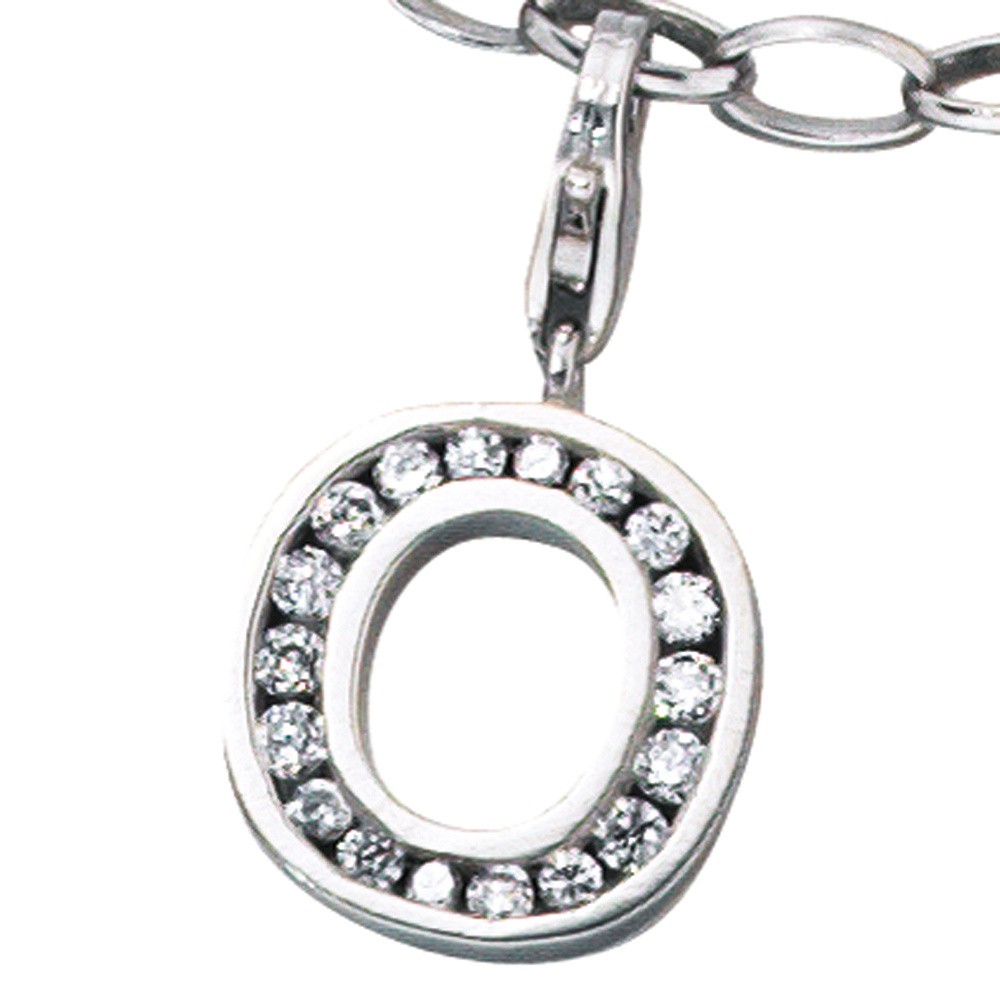 Anhänger Charm Buchstabe O 925 Sterling Silber mit Zirkonia