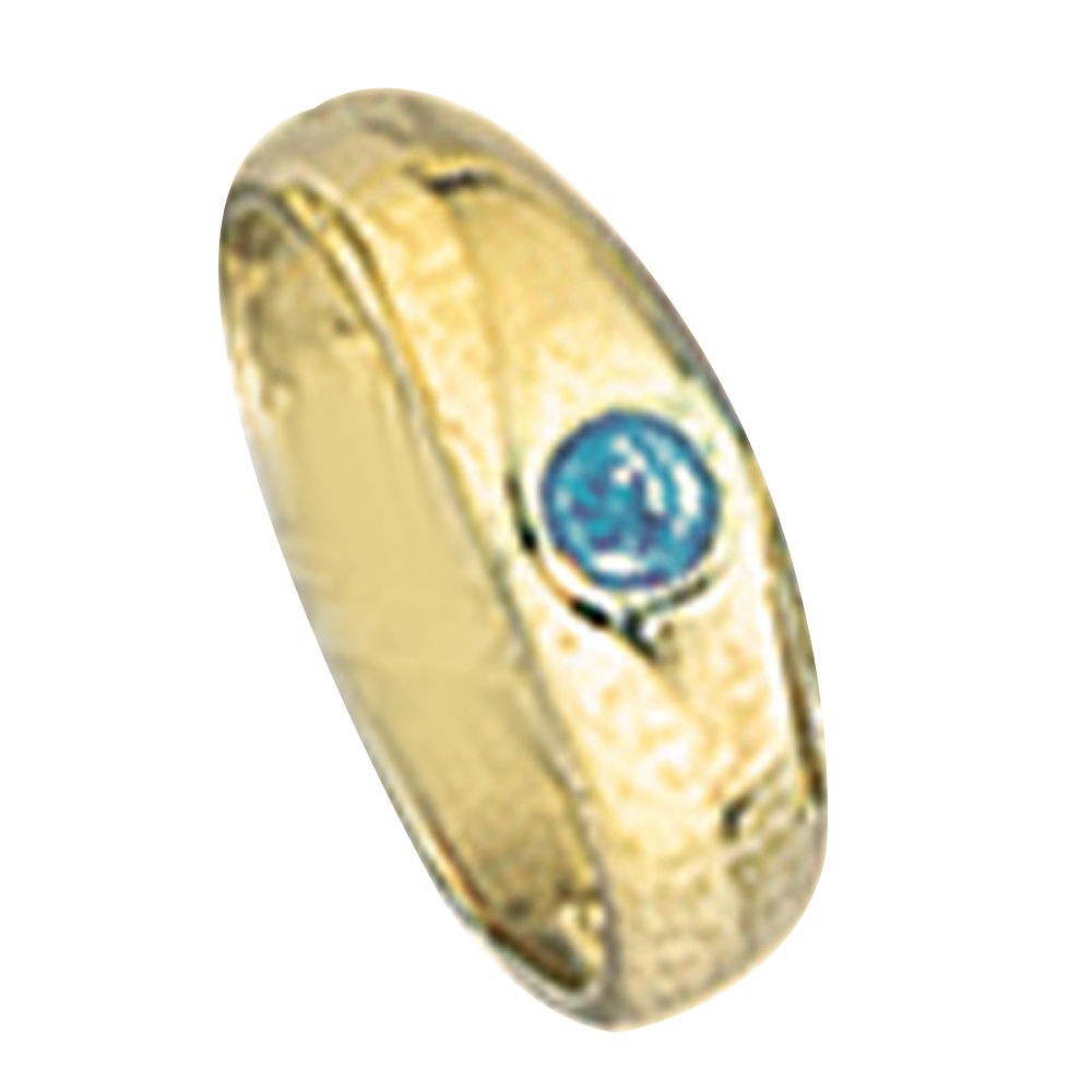 Kinder Taufring 333 Gelbgold 1 blauer Safir Taufanhänger