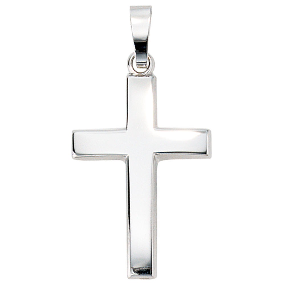 Anhänger Kreuz schlicht 585 Weißgold Kreuzanhänger Weißgoldkreuz