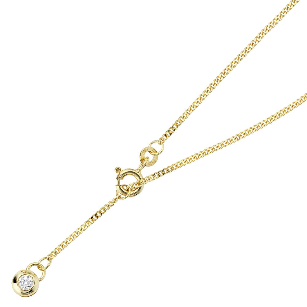 Fußkettchen Fußkette 333 Gelbgold 1 Zirkonia 25cm Federring