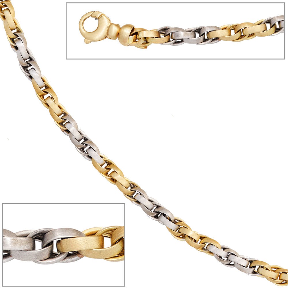 JOBO Collier Halskette 585/- 45cm Kette bicolor Weißgold Gelbgold Goldkette