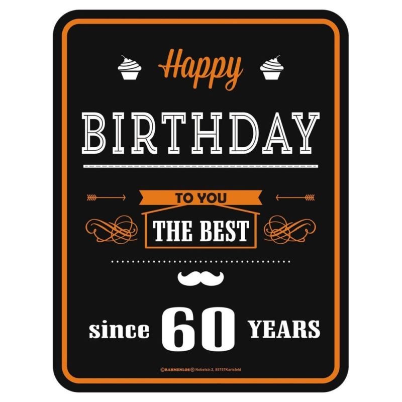 geprägtes Blechschild - Happy Birthday since 60 years