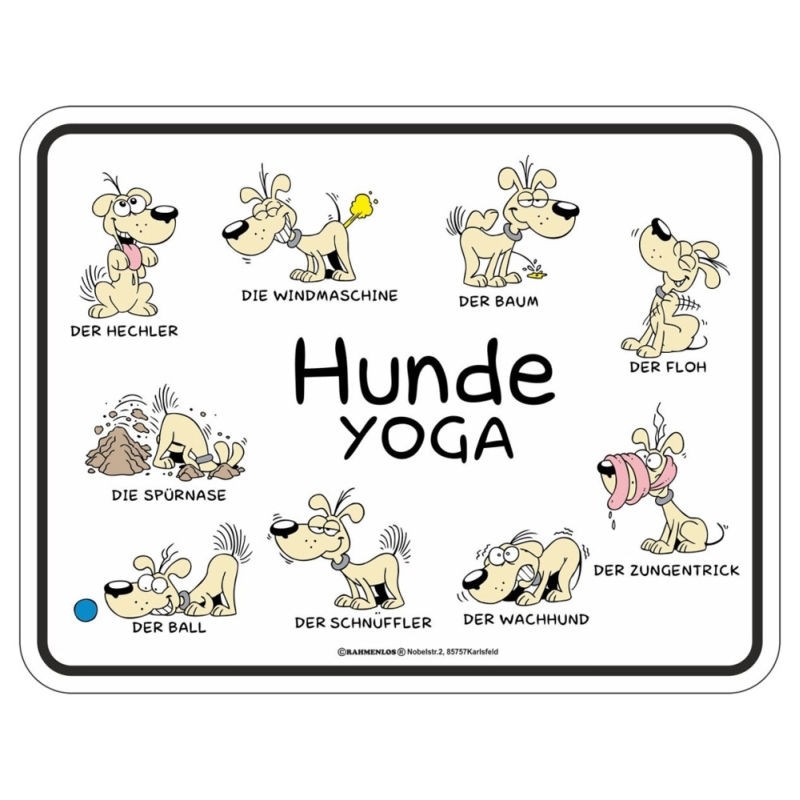 geprägtes Blechschild - Hunde Yoga