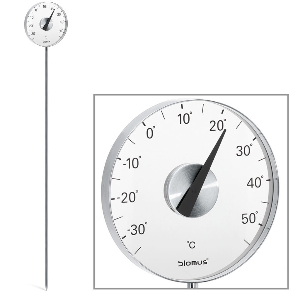 Blomus Design Gartenthermometer GRADO Edelstahl matt Erdspieß H ca 142cm 