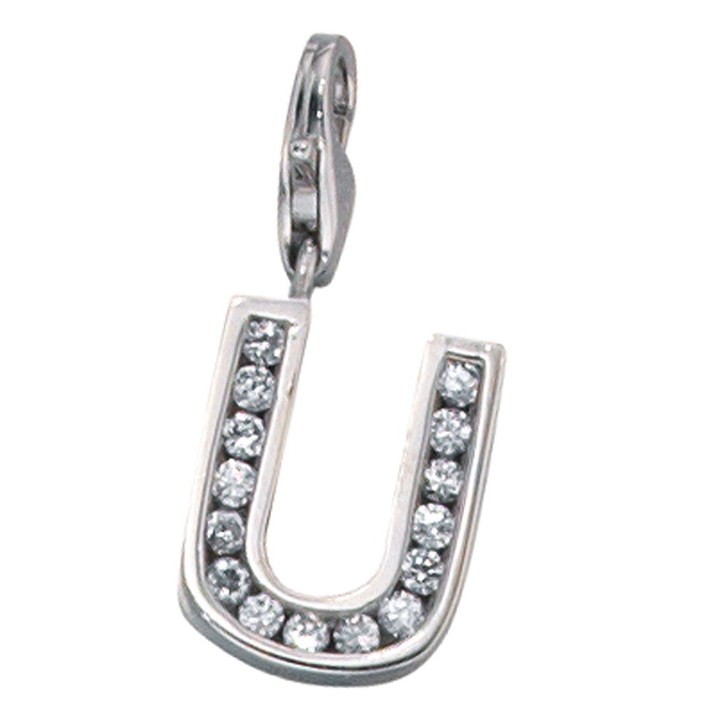 Anhänger Charm Buchstabe U 925 Sterling Silber mit Zirkonia