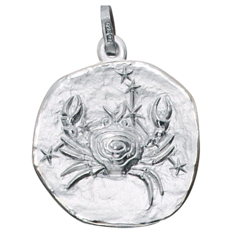 Anhänger Sternzeichen Krebs 925 Sterling Silber matt Sternzeichenanhänger rund