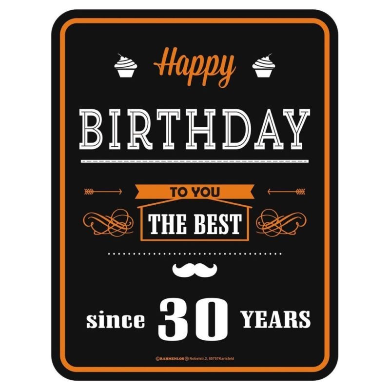 geprägtes Blechschild - Happy Birthday since 30 years