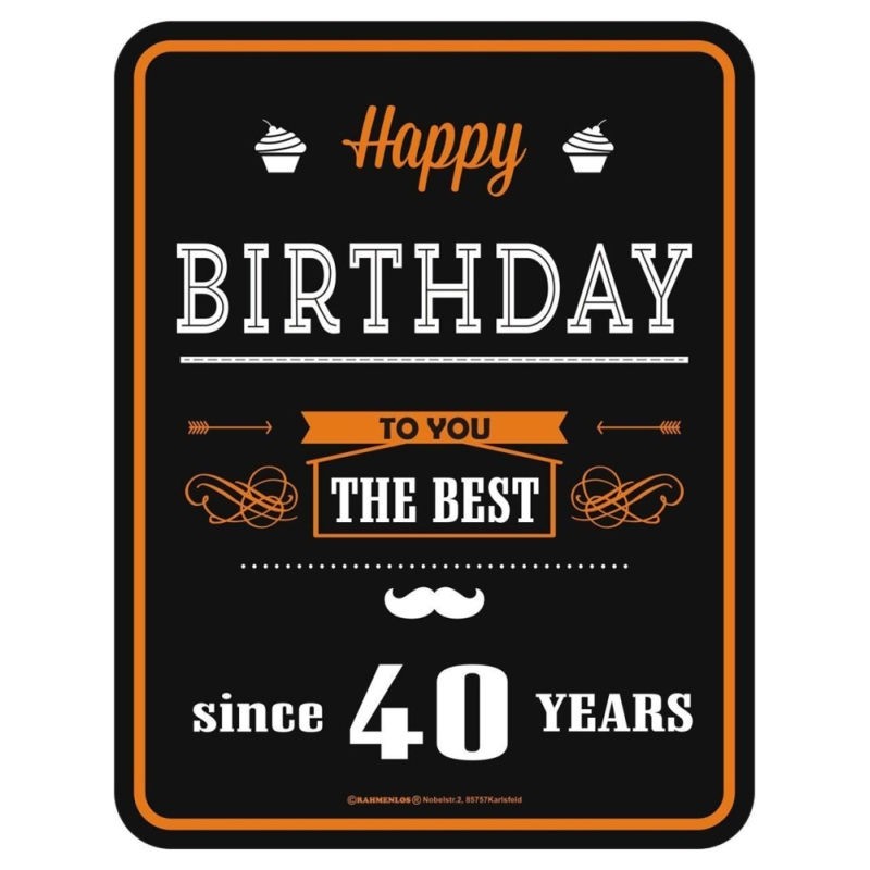 geprägtes Blechschild - Happy Birthday 40
