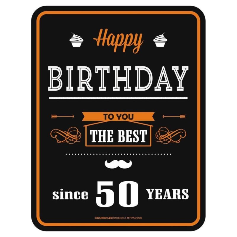 geprägtes Blechschild - Happy Birthday since 50 years