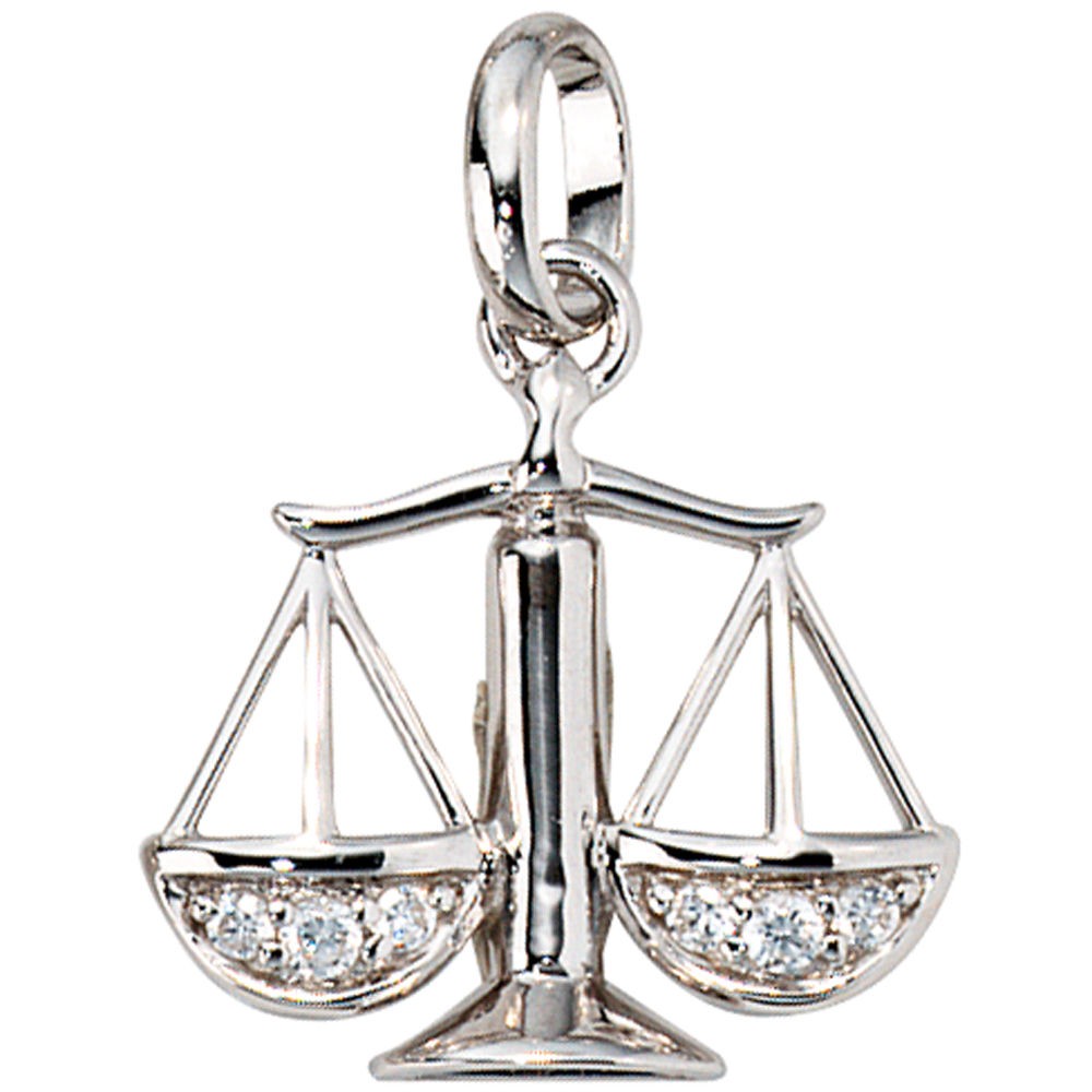 Anhänger Sternzeichen Waage 925 Silber mit Zirkonia Sternzeichenanhänger