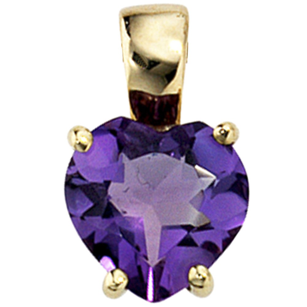 Anhänger Herz 333 Gelbgold 1 Amethyst lila violett Herzanhänger