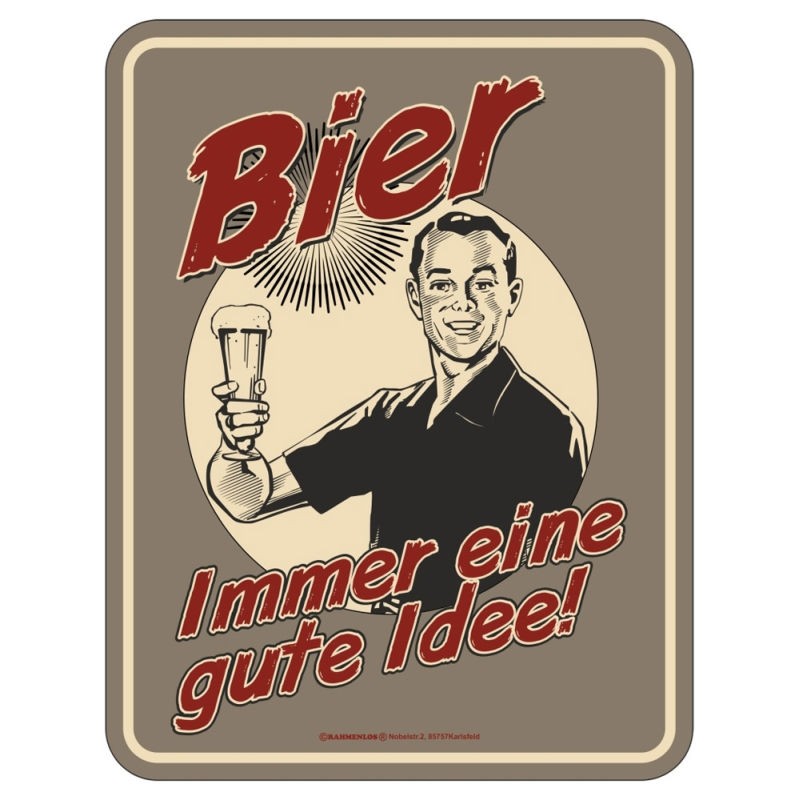 geprägtes Blechschild - Bier Idee