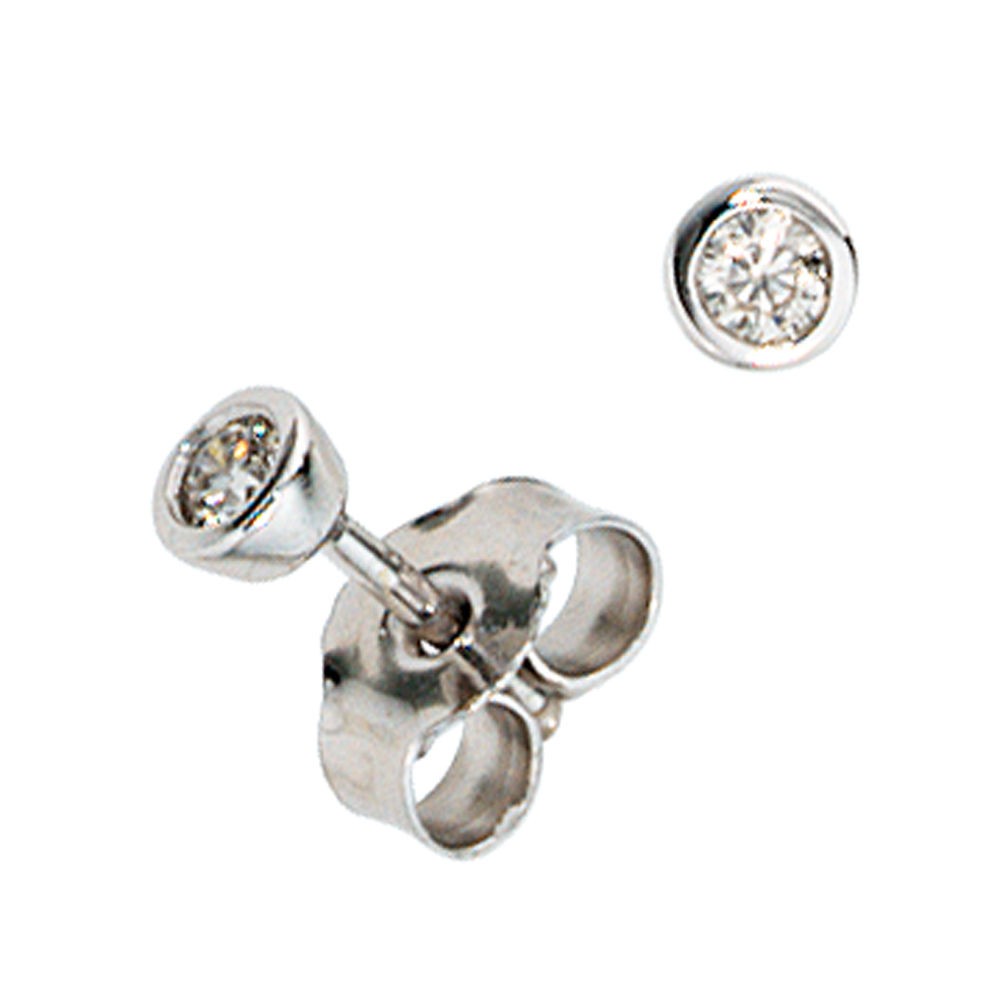 Ohrstecker rund 585 Weißgold 2 Diamanten Brillanten 0,10ct. Ohrringe