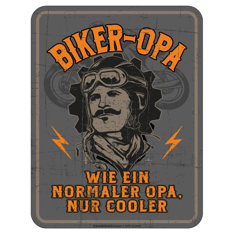 geprägtes Blechschild - Biker Opa