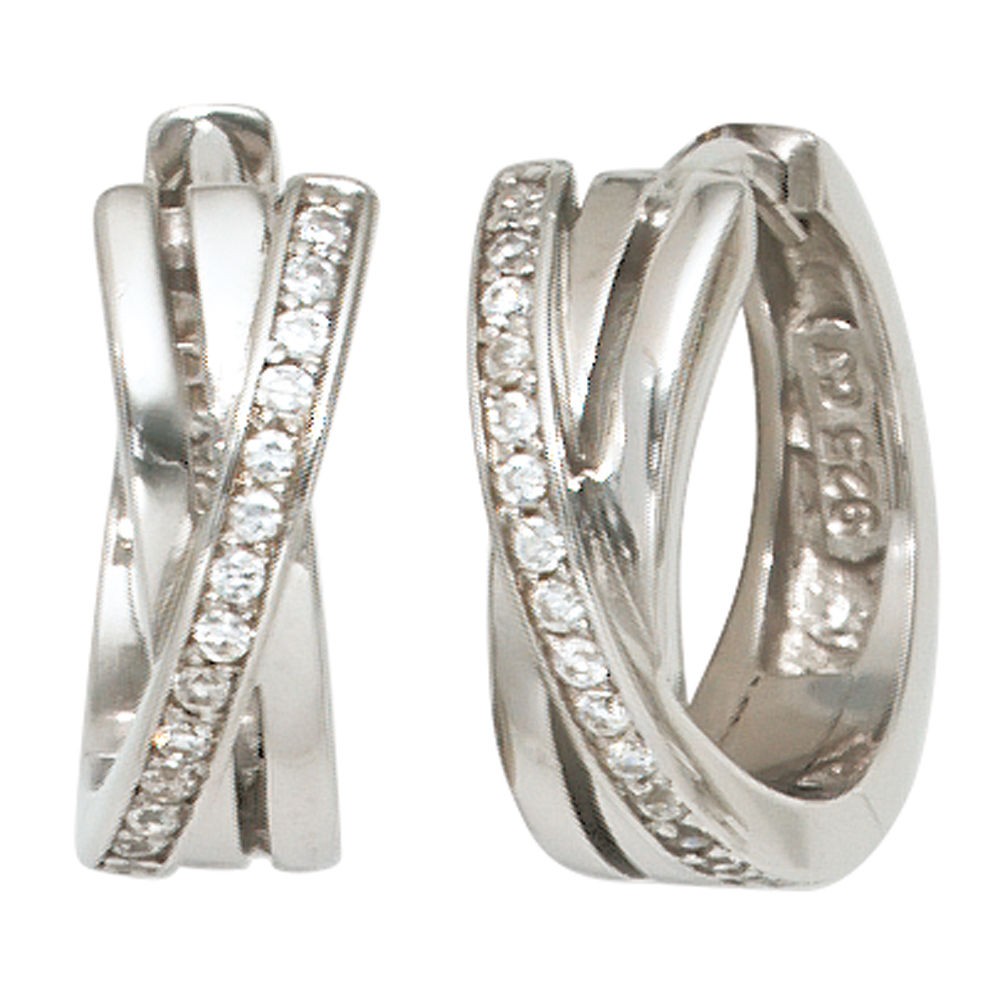 Creolen 925 Sterling Silber mit Zirkonia Ohrringe Silberohrringe Silbercreolen