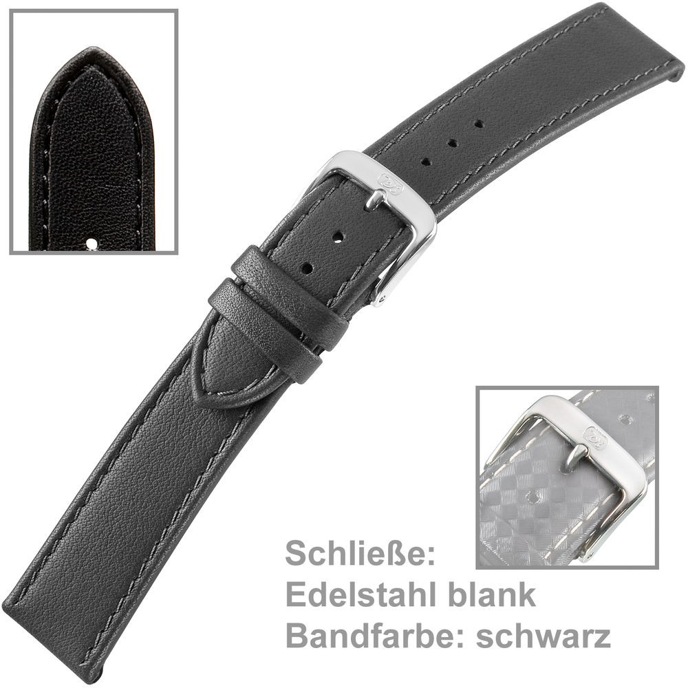 Uhrenarmband Ladies 20mm Kalbleder schwarz