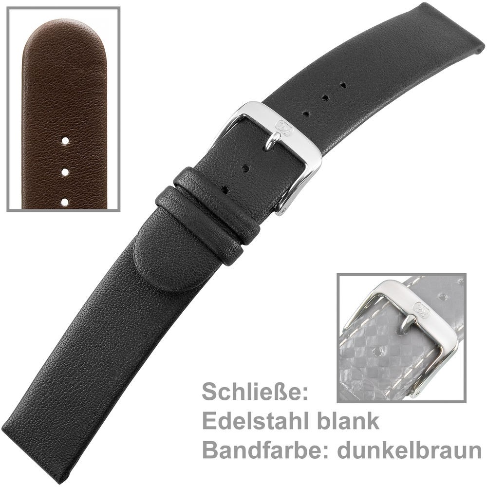 Uhrenarmband Men 22mm Softkalbleder dunkelbraun