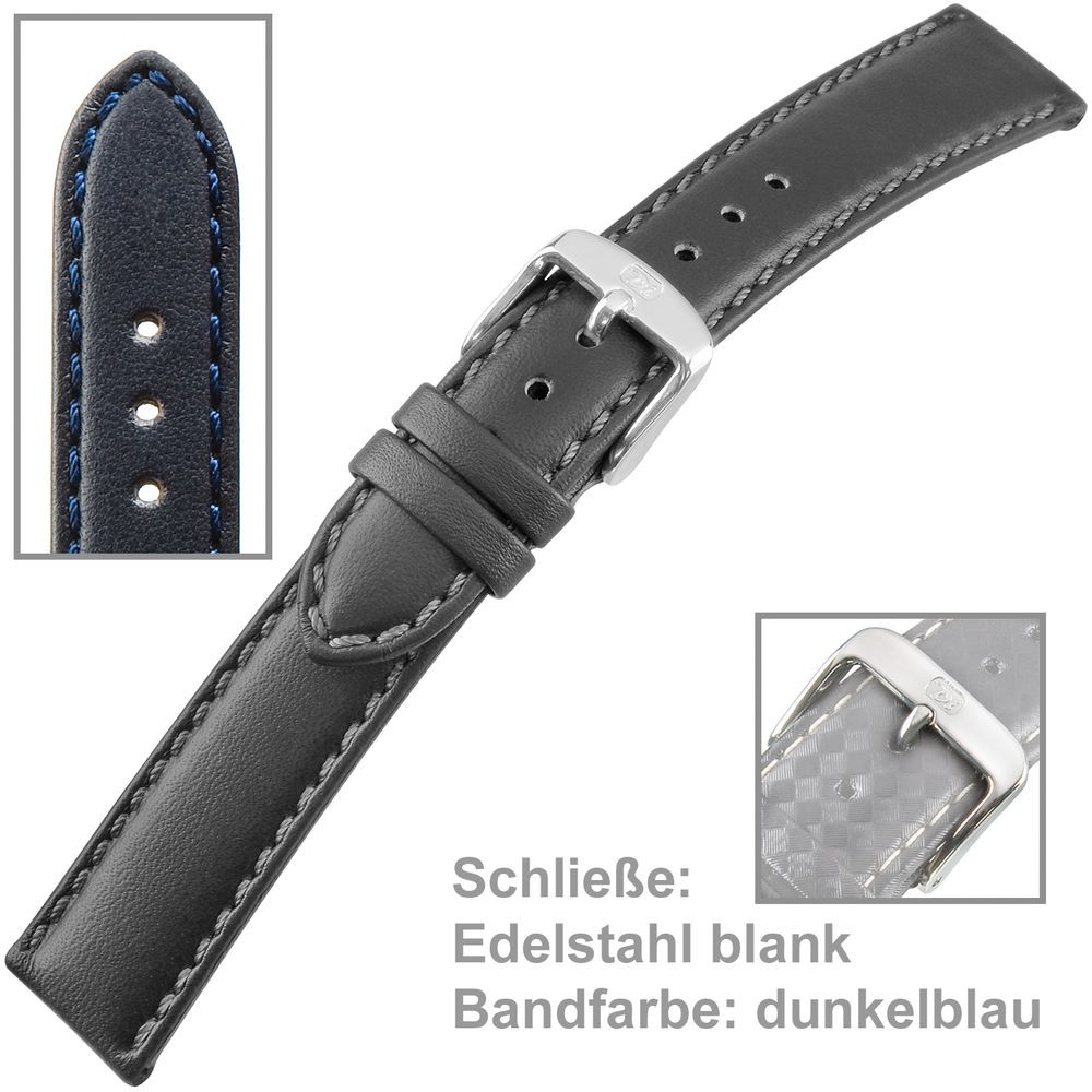 Uhrenarmband Men XL 20mm gegerbtes Sattelleder