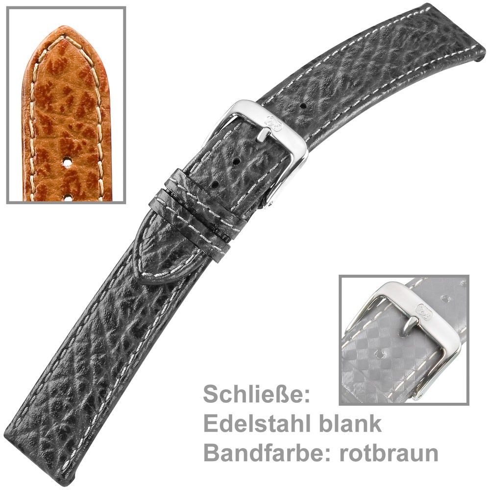 Uhrenarmband Men 18mm sportives Kalbleder rotbraun