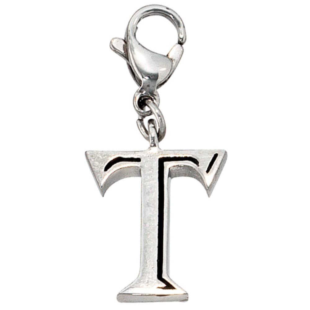Anhänger Charm Buchstabe T Edelstahl