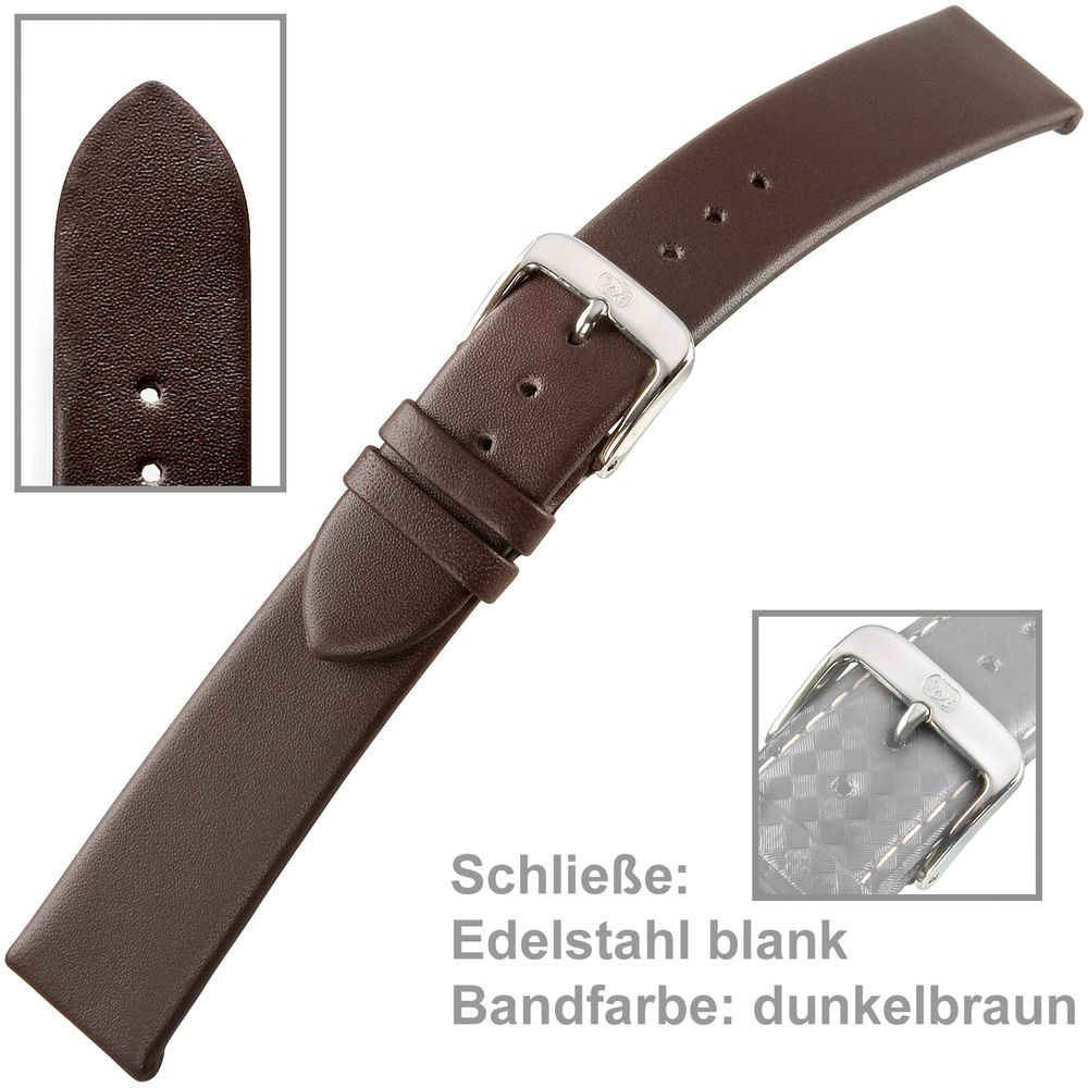 Uhrenarmband Men 18mm Kalbleder dunkelbraun waterproof
