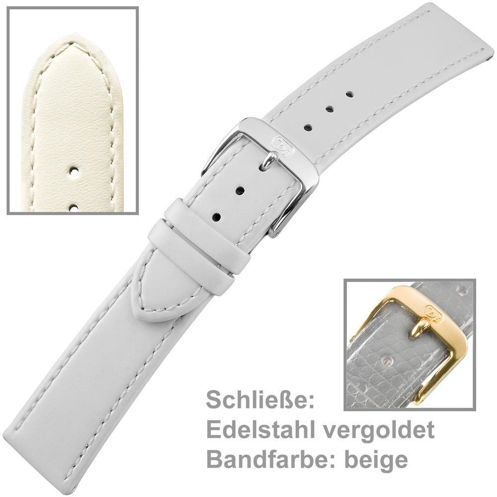 Uhrenarmband Ladies 16mm beige vergoldet
