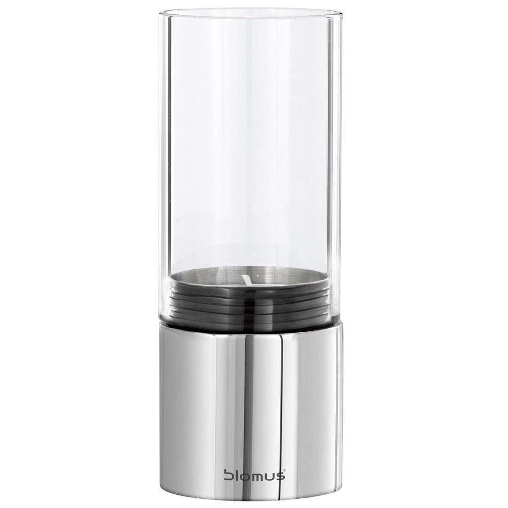 Teelichthalter FARO Edelstahl poliert mit Glas kombiniert