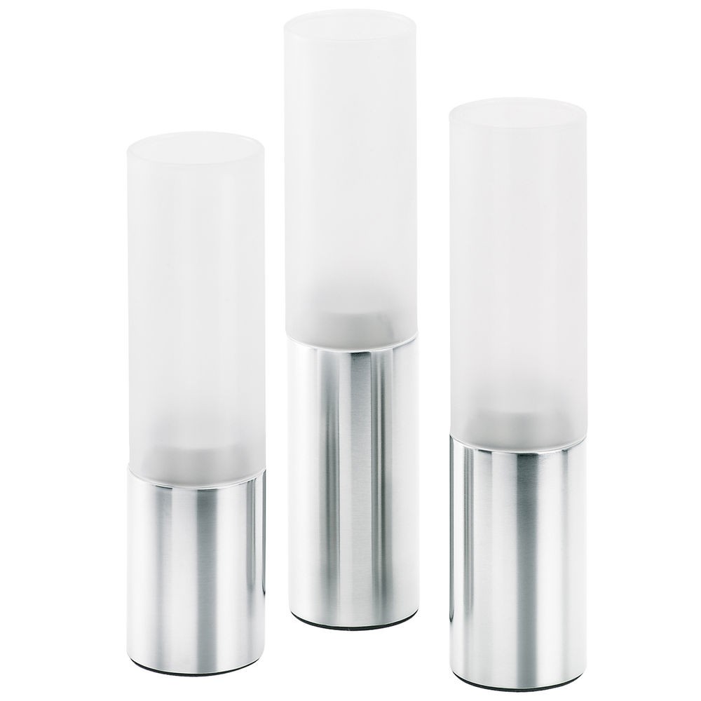 Windlichter-Set FARO 3-teilig Edelstahl matt mit Glas kombiniert